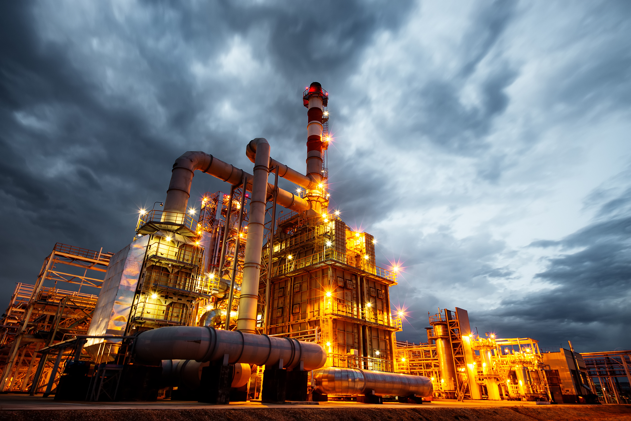 Oil Refinery At evening