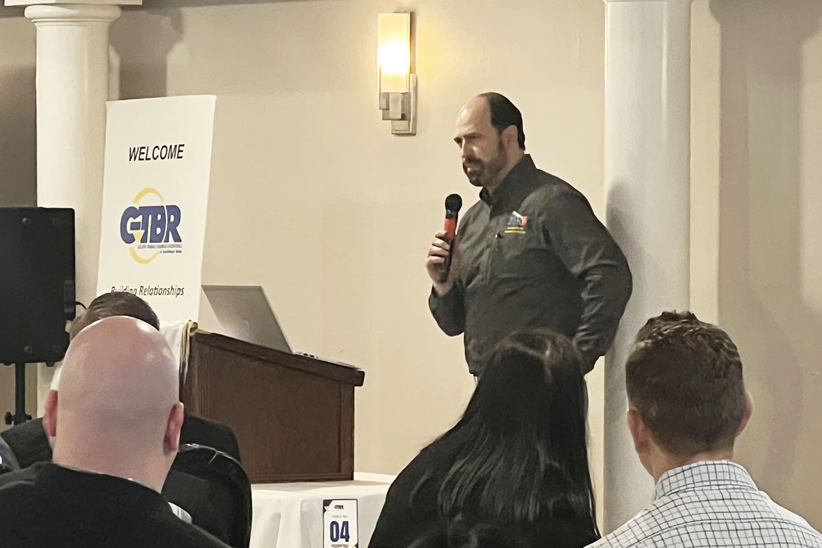 bech2 Bechtel’s Kane Mcintosh speaks at the Golden Triangle Business Roundtable Membership Luncheon.